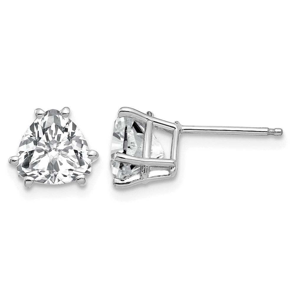 14k White Gold 7mm Trillion Cubic Zirconia Stud Earrings