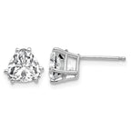 14k White Gold 7mm Trillion Cubic Zirconia Stud Earrings