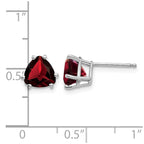 14k White Gold 7mm Trillion Garnet Post Earrings
