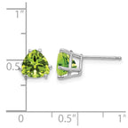 14k White Gold 7mm Trillion Peridot Stud Earrings