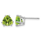 14k White Gold 7mm Trillion Peridot Stud Earrings