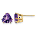 14k 8mm Trillion Amethyst Post Earrings