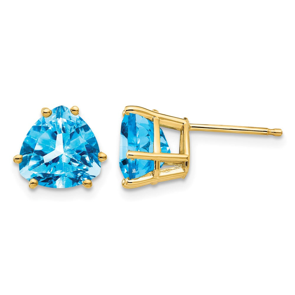14k 8mm Trillion Blue Topaz Post Earrings