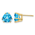 14k 8mm Trillion Blue Topaz Post Earrings