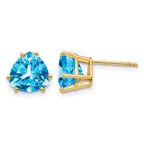 14k 8mm Trillion Blue Topaz Post Earrings