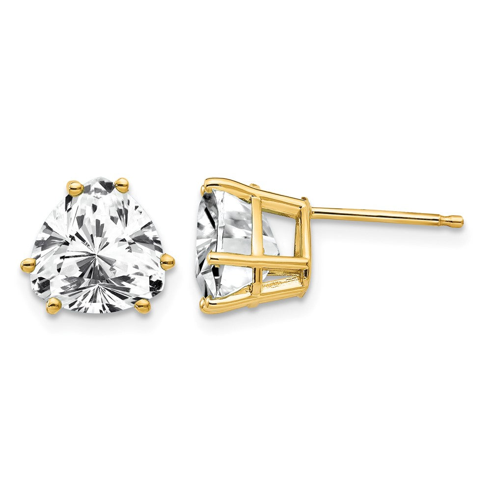 14k 8mm Trillion Cubic Zirconia Post Earrings