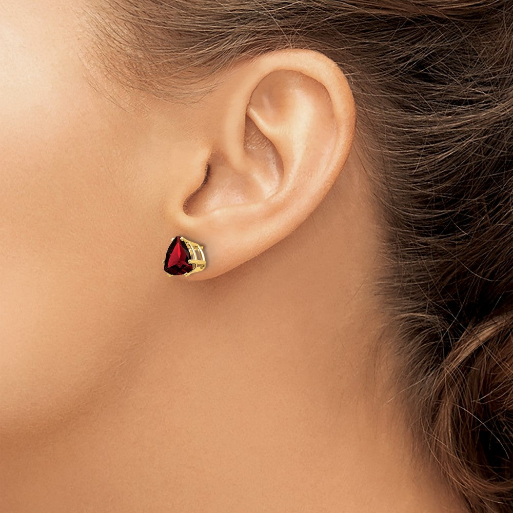 14k 8mm Trillion Garnet Post Earrings