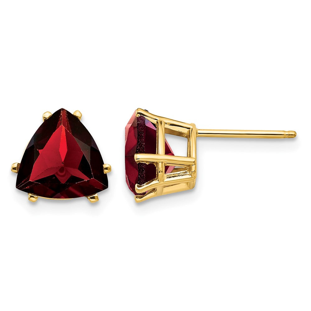 14k 8mm Trillion Garnet Post Earrings