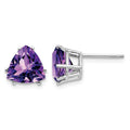 14k White Gold 8mm Trillion Amethyst Stud Earrings