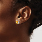 14k White Gold 8mm Trillion Citrine Stud Earrings