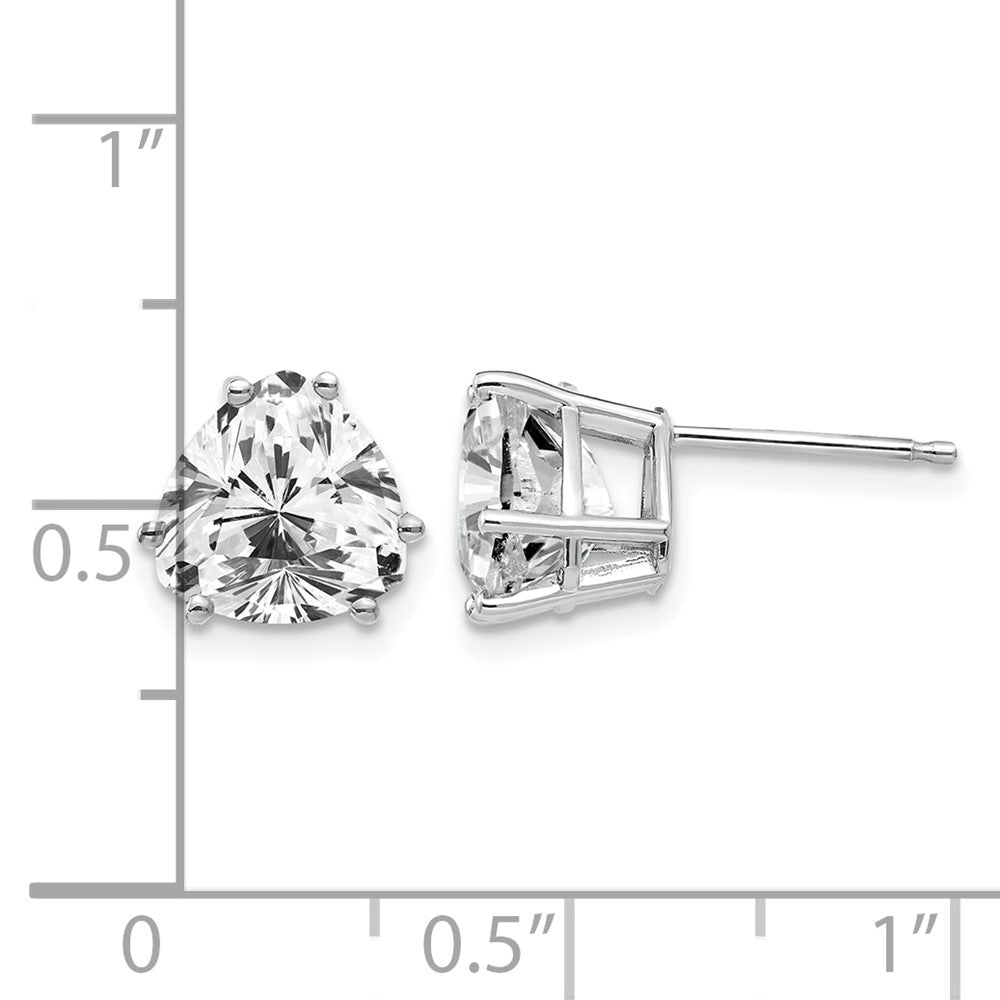 14k White Gold 8mm Trillion Cubic Zirconia Post Earrings