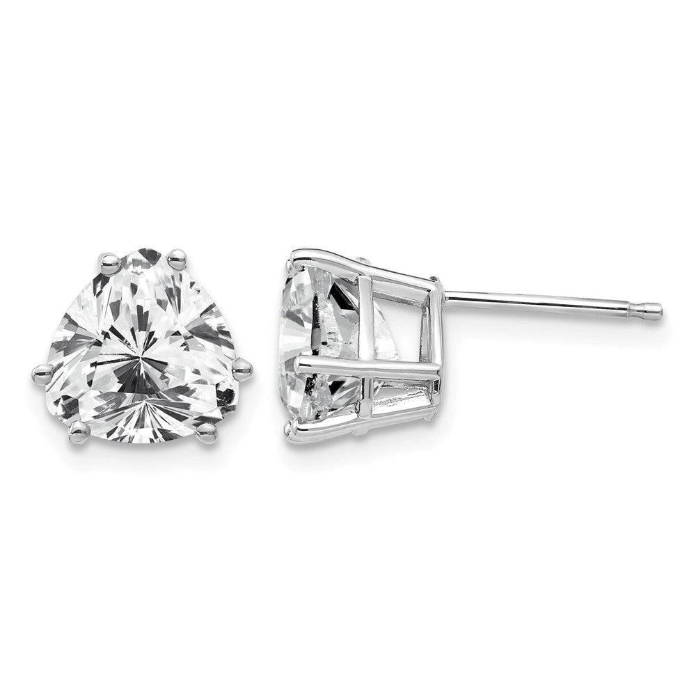 14k White Gold 8mm Trillion Cubic Zirconia Post Earrings