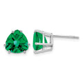 14k White Gold 8mm Trillion Mount St. Helens Stud Earrings