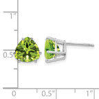 14k White Gold 8mm Trillion Peridot Stud Earrings