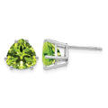 14k White Gold 8mm Trillion Peridot Stud Earrings
