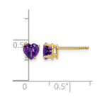 14k 5mm Heart Amethyst Post Earrings