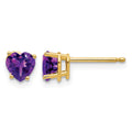 14k 5mm Heart Amethyst Post Earrings