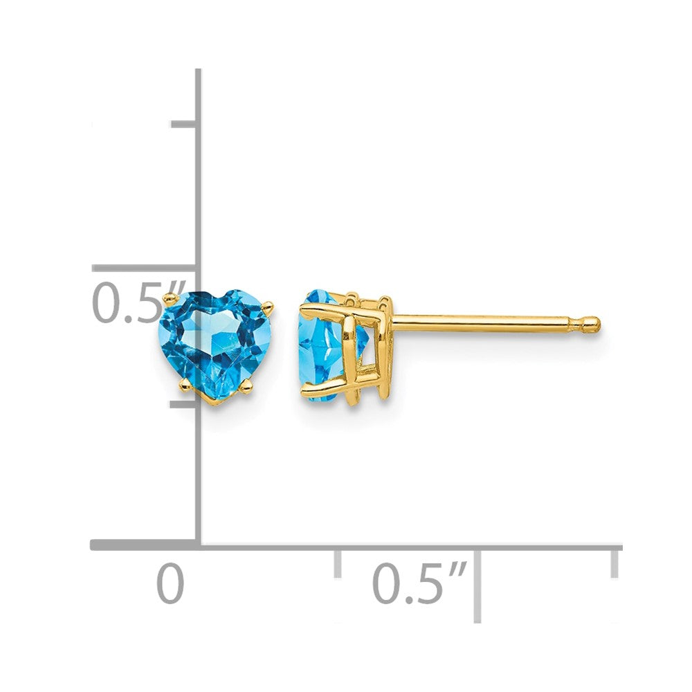14k 5mm Heart Blue Topaz Post Earrings
