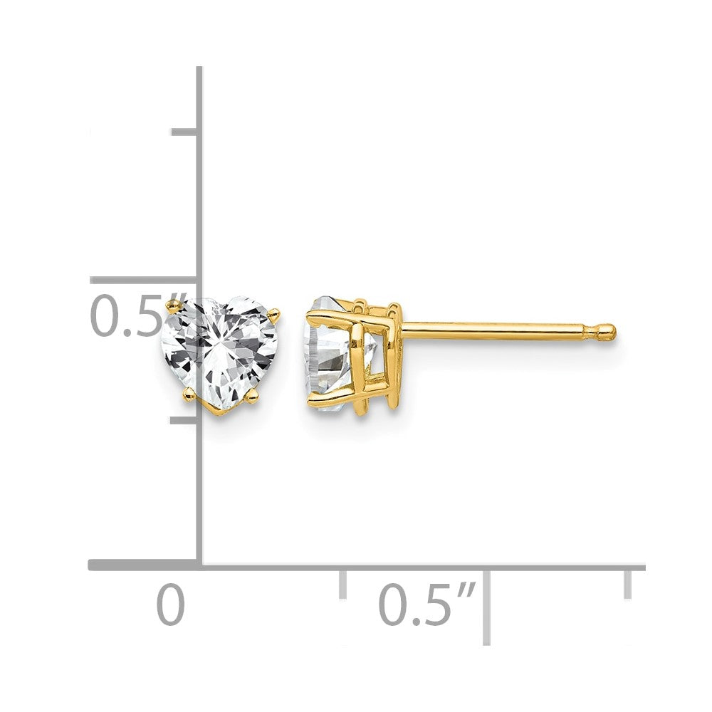 14k 5mm Heart Cubic Zirconia Post Earrings