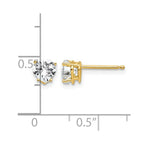 14k 5mm Heart Cubic Zirconia Post Earrings