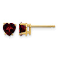 14k 5mm Heart Garnet Post Earrings