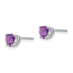 14k White Gold 5mm Heart Amethyst Post Earrings