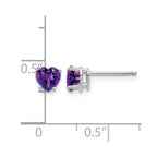 14k White Gold 5mm Heart Amethyst Post Earrings