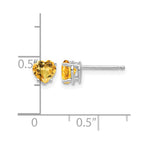 14k White Gold 5mm Heart Citrine Post Earrings
