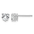 14k White Gold 5mm Heart Cubic Zirconia Post Earrings