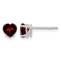 14k White Gold 5mm Heart Garnet Post Earrings