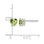 14k White Gold 5mm Heart Peridot Post Earrings