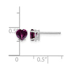 14k White Gold 5mm Heart Rhodolite Garnet Post Earrings