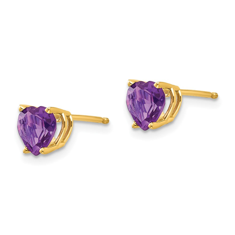 14k 6mm Heart Amethyst Post Earrings