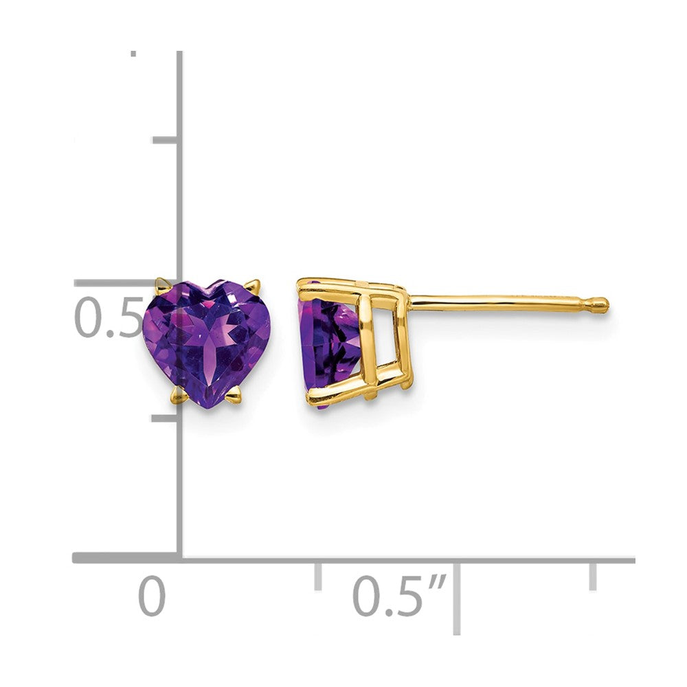 14k 6mm Heart Amethyst Post Earrings