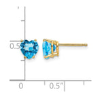 14k 6mm Heart Blue Topaz Post Earrings