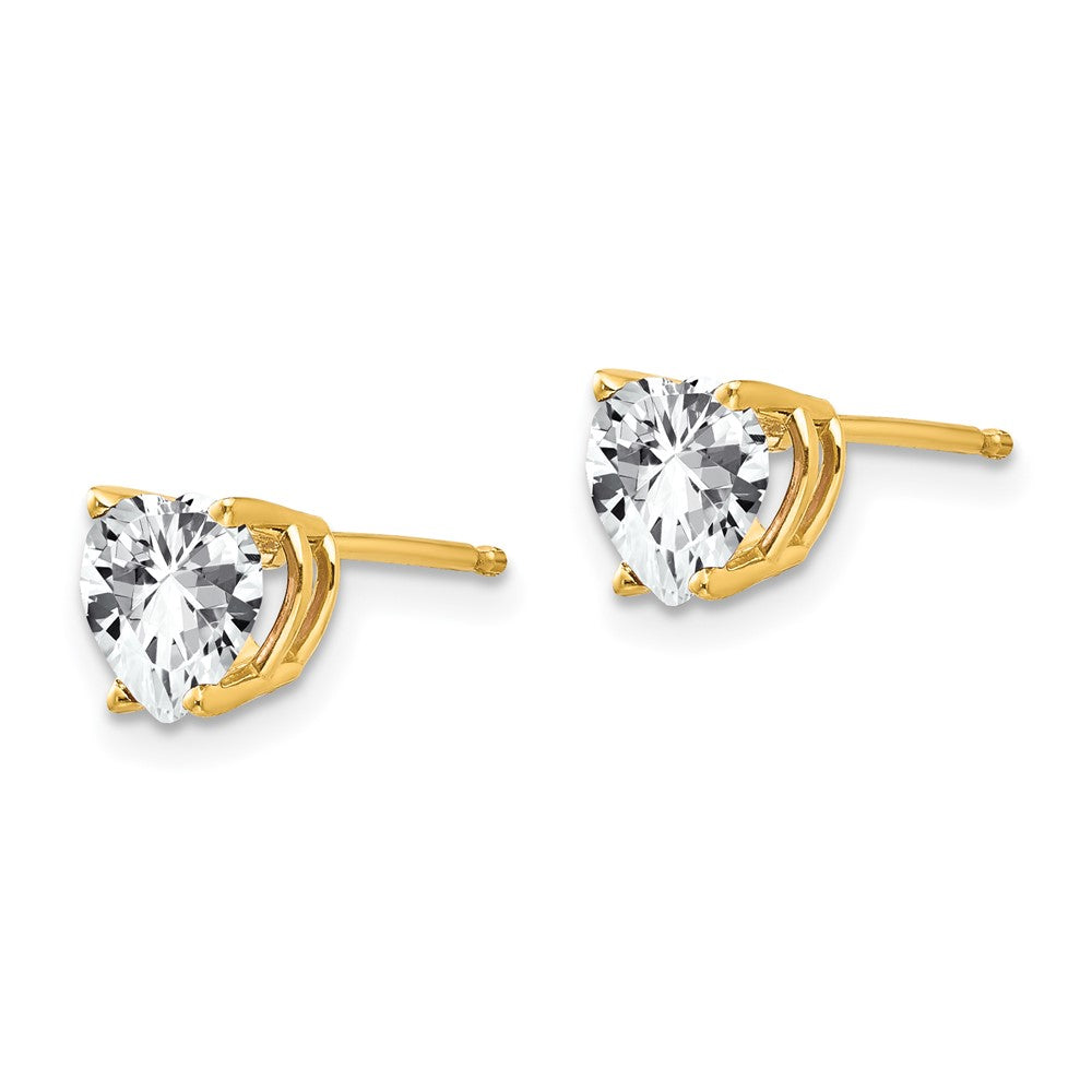 14k 6mm Heart Cubic Zirconia Post Earrings