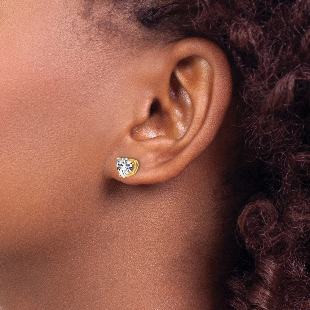 14k 6mm Heart Cubic Zirconia Post Earrings