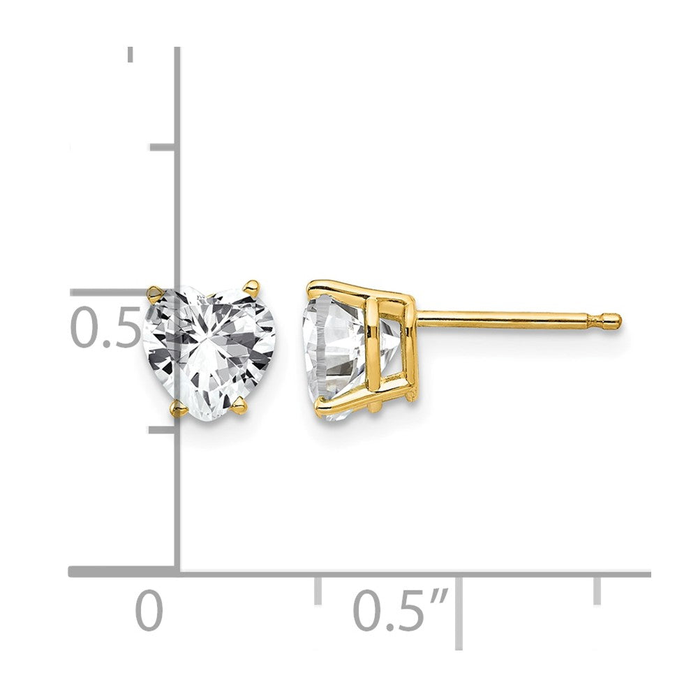 14k 6mm Heart Cubic Zirconia Post Earrings