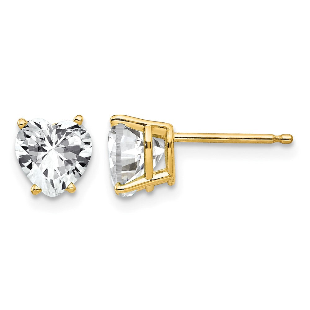 14k 6mm Heart Cubic Zirconia Post Earrings