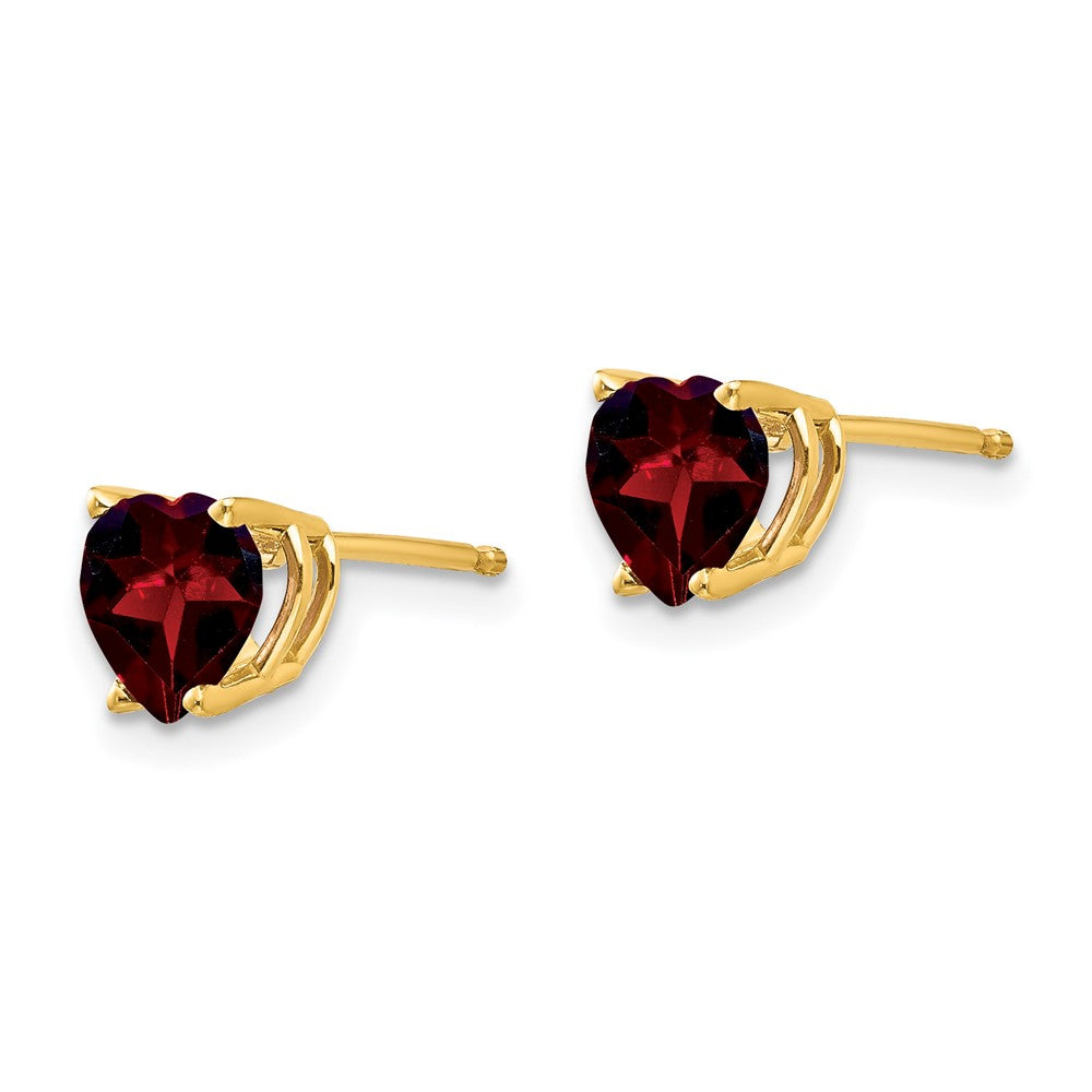 14k 6mm Heart Garnet Post Earrings