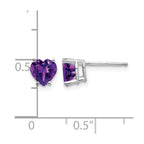 14k White Gold 6mm Heart Amethyst Post Earrings