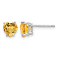 14k White Gold 6mm Heart Citrine Post Earrings