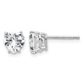 14k White Gold 6mm Heart Cubic Zirconia Post Earrings
