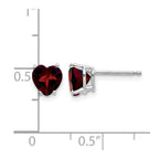 14k White Gold 6mm Heart Garnet Post Earrings