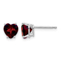 14k White Gold 6mm Heart Garnet Post Earrings