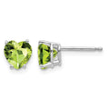 14k White Gold 6mm Heart Peridot Post Earrings