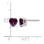 14k White Gold 6mm Heart Rhodolite Garnet Post Earrings