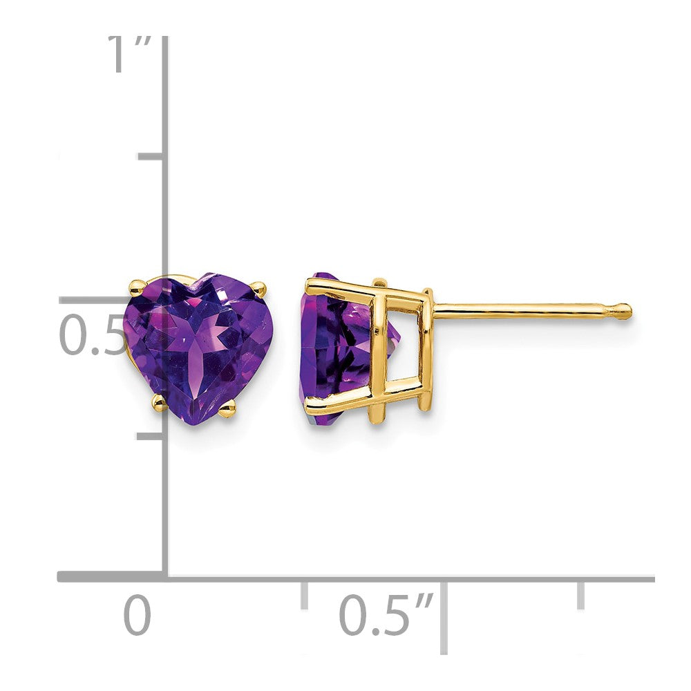 14k 7mm Heart Amethyst Post Earrings