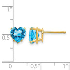 14k 7mm Heart Blue Topaz Post Earrings