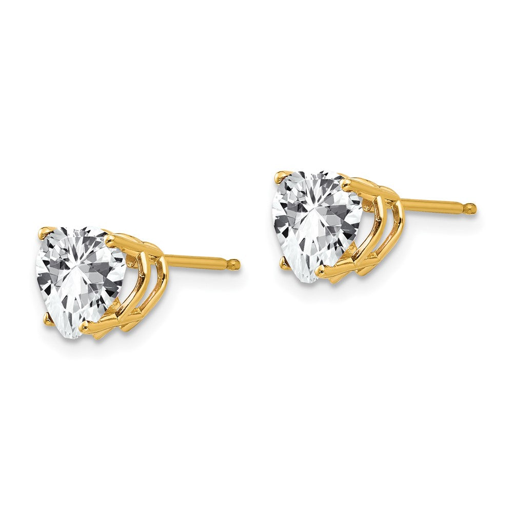14k 7mm Heart Cubic Zirconia Post Earrings